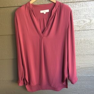 LOFT Pink Popover Blouse